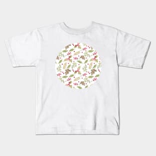 Christmas Loose Floral Watercolor Kids T-Shirt